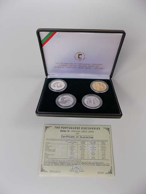 Portugeuse Voyages of Discovery proof coin set: Gold, Silver, Palladium, Platinum