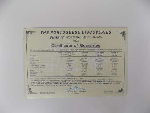 Portugeuse Voyages of Discovery proof coin set: Gold, Silver, Palladium, Platinum