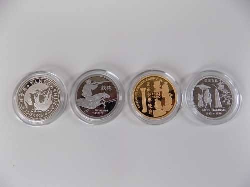 Portugeuse Voyages of Discovery proof coin set: Gold, Silver, Palladium, Platinum