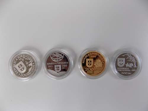 Portugeuse Voyages of Discovery proof coin set: Gold, Silver, Palladium, Platinum