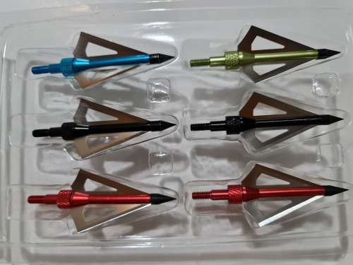 3-blade broadheads, multiple colours