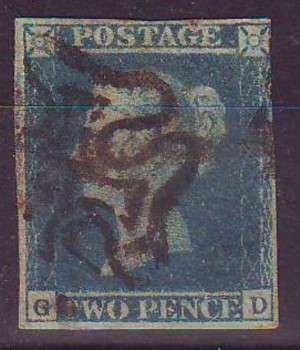 QVIC - 2d BLUE WITH MALTESE CROSS CANCELLATION