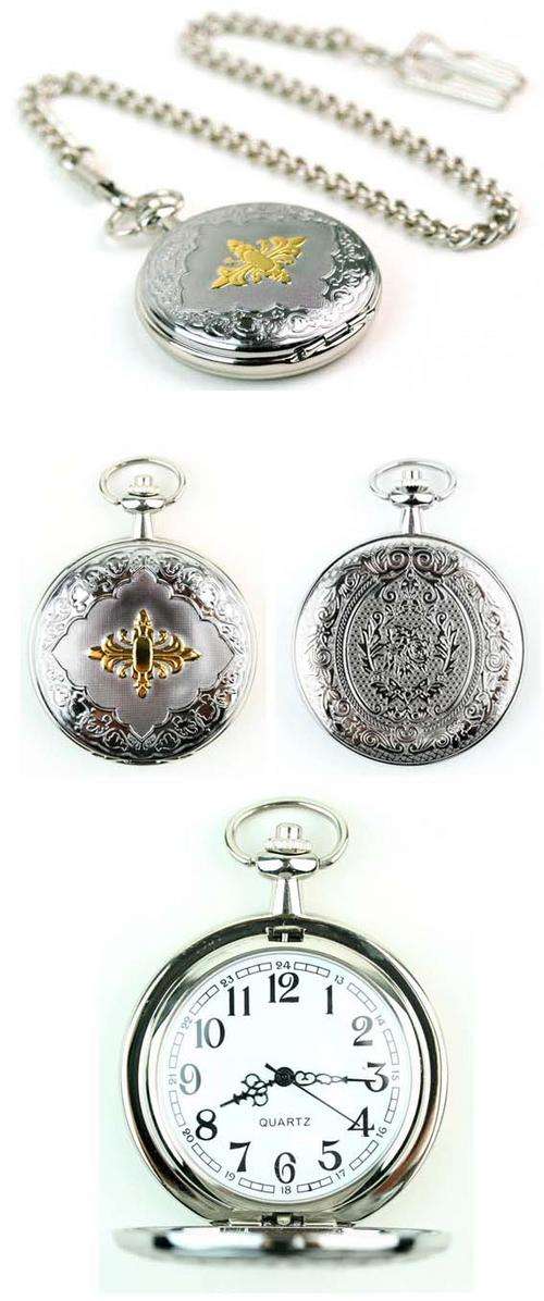 ELEGANT GOLDEN & SILVER QUARTZ POCKET WATCH