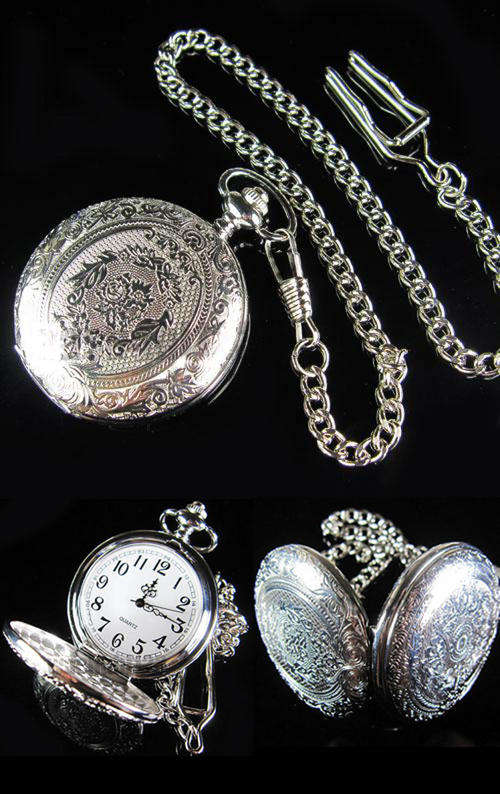 NEW Artistic Style Embossed Pattern Pocket Watch