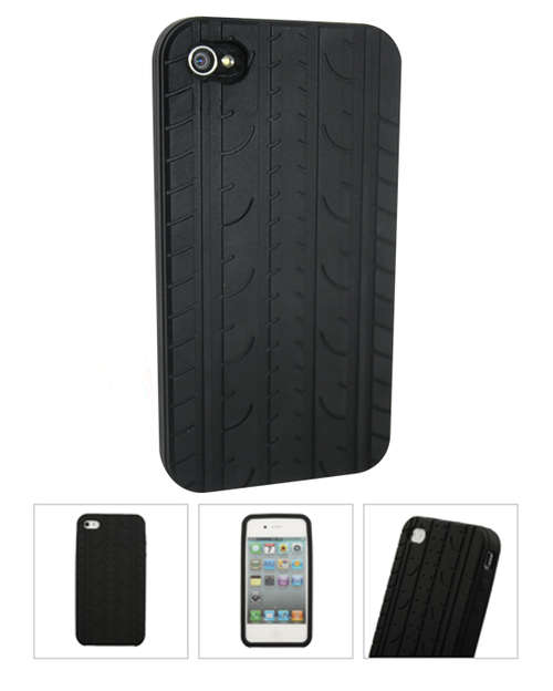New Black Tyre Tread Silicone Skin Case for iPhone 4 4G