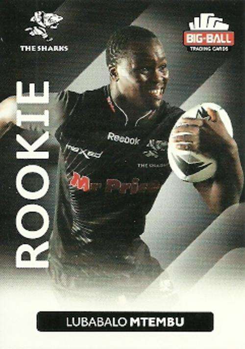 LUBABALO MTEMBU - 2012 BIG BALL RUGBY ROOKIE CARD 229