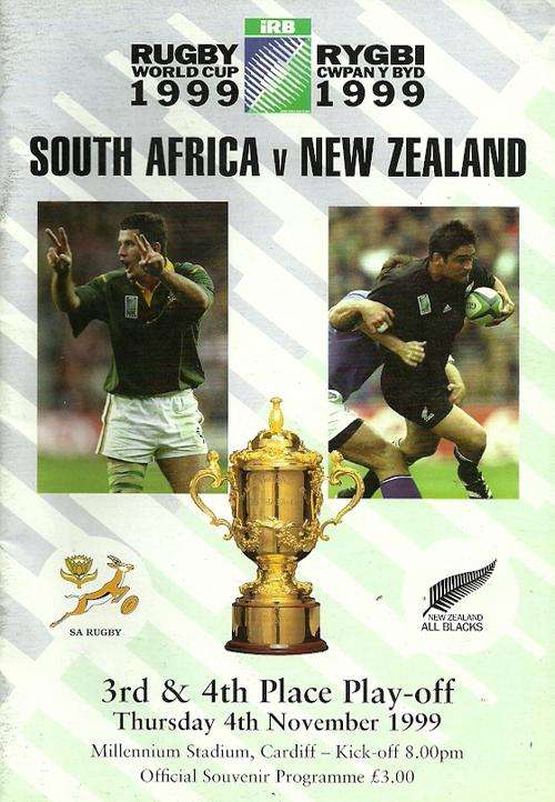 South Africa v New Zealand 1999 RWC 3rd & 4th Place Match Programme