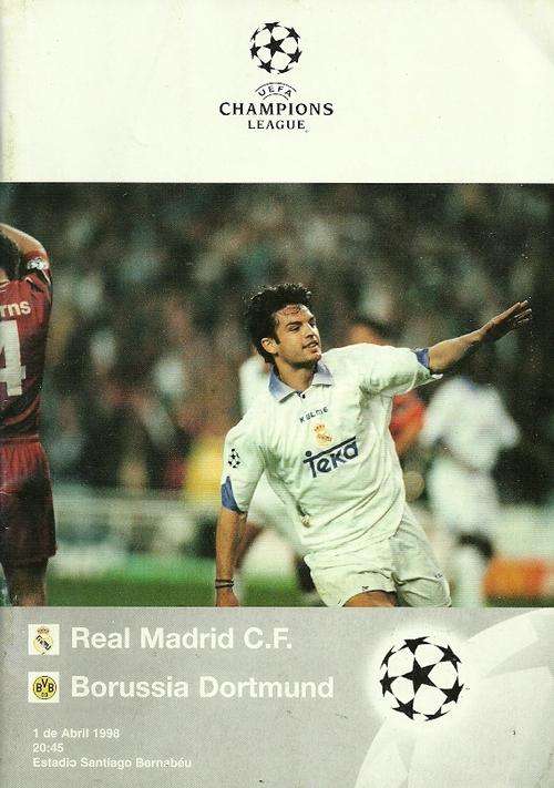 Real Madrid v Borussia Dortmund 1997/98 Champions League Semi Final 1st Leg Match Programme