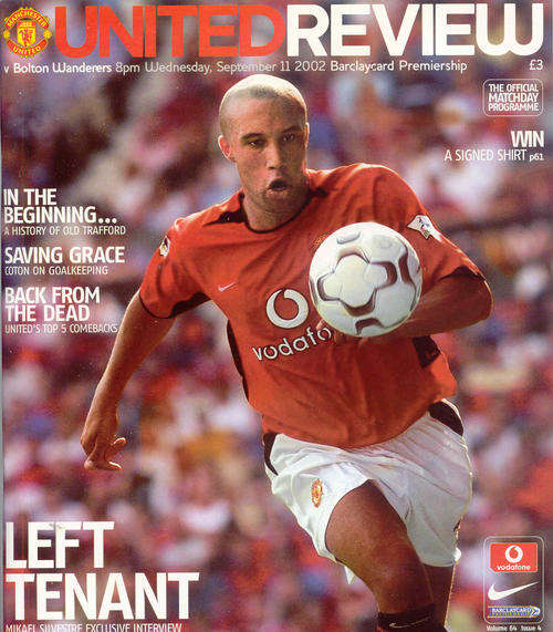 Manchester United v Bolton Wanderers 2002/03 Premiership League Match Programme
