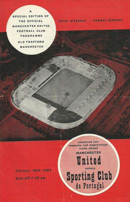 Manchester United v Sporting Lisbon 1963/64 European CWC 1/8 Final 1st Leg Match Programme