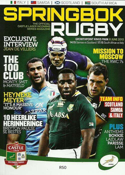 South Africa v Italy  / Scotland v Samoa 2013 Tests Match Programme