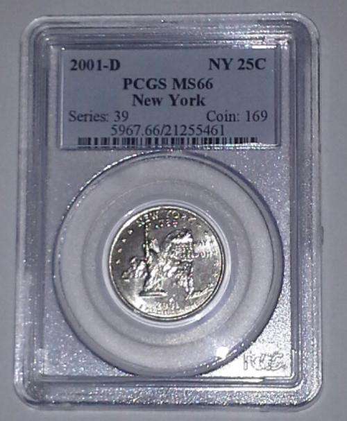 New York State 2001-D 25C PCGS Graded MS66