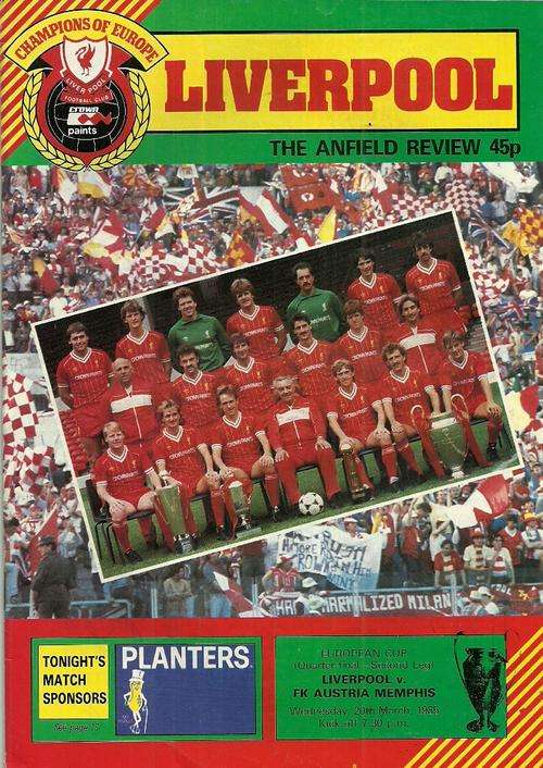 Liverpool v Austria Memphis ( Austria ) 1984/85 European Cup Quarter Final 2nd Leg Programme