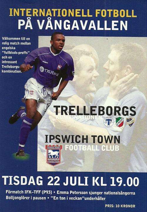 Trelleborgs ( Sweden ) v Ipswich Town 2003/04 Pre Season Friendly Match Programme