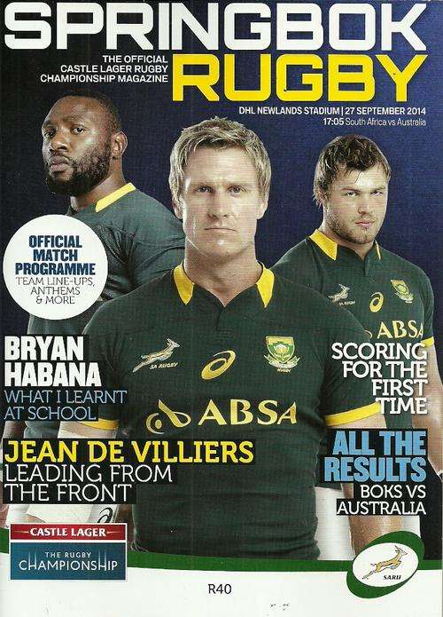South Africa v Australia 2014 Rugby Championship Match Programme