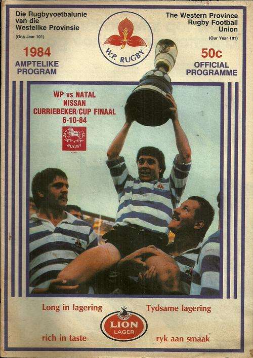 Western Province v Natal 1984 Currie Cup Final Match Programme