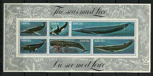 SWA 1980 WHALES Miniature Sheet No. 5 MNH