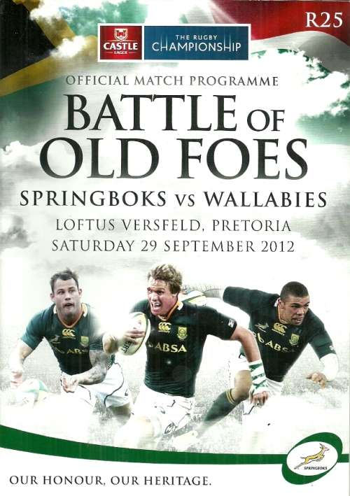 South Africa v Australia 2012 Rugby Championship Match Programme