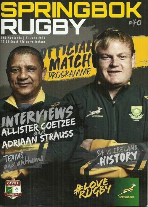 South Africa v Ireland 2016 1st Test Match Programme