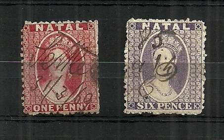 Natal 1859-1860 Portrait of Queen Victoria 1d & 6d Used