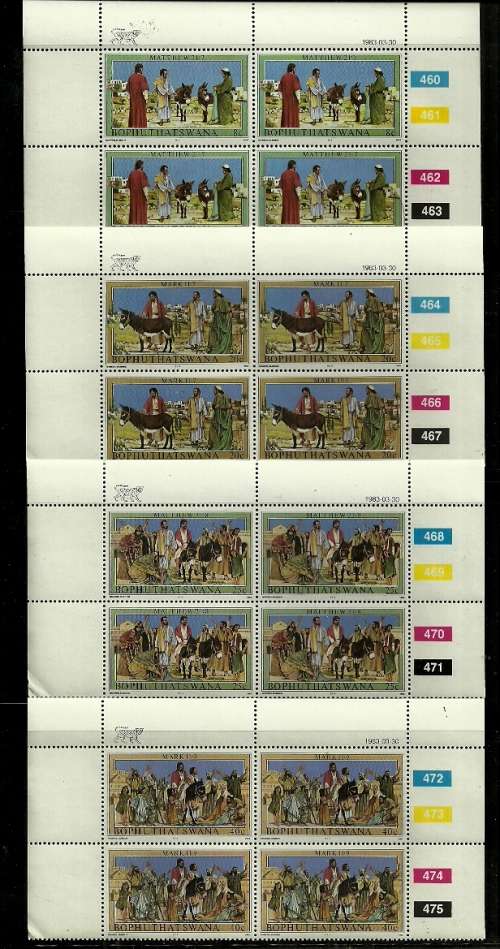 Bophuthatswana - 1983 Easter ( 3rd Series ) Full Set of Control Blocks of 4 MNH