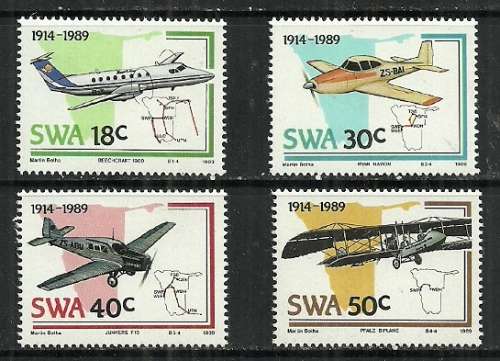 SWA - 1989 75th Anniversary of Aviation in SWA Full Set MNH
