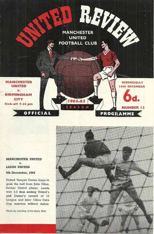 Manchester United v Birmingham City 1964/65 Div. 1 Match Programme