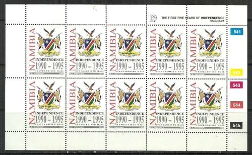 Namibia - 1995 5th Anniversary of Independence Control Sheet of 10 MNH