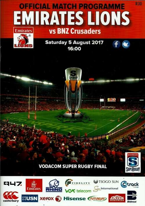 Lions v Crusaders 2017 Super Rugby Final Match Programme
