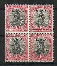 SWA - 1930 Variety Rotogravure Issue Overprinted S.W.A. Shifted Up Block of 4 1d Stamps MH