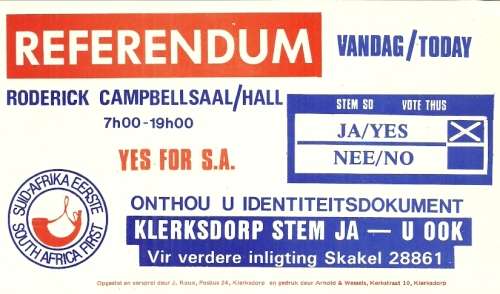 South African National Party -  Referendum Hand Advert