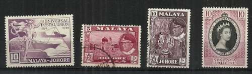 Johore ( Malaya ) - Collection of 4 Stamps FU and VFM