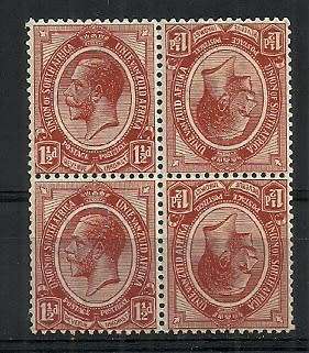 1913 King George V 1, 1/2d tete-beche Block of 4 SACC # 4G Mint Hinged