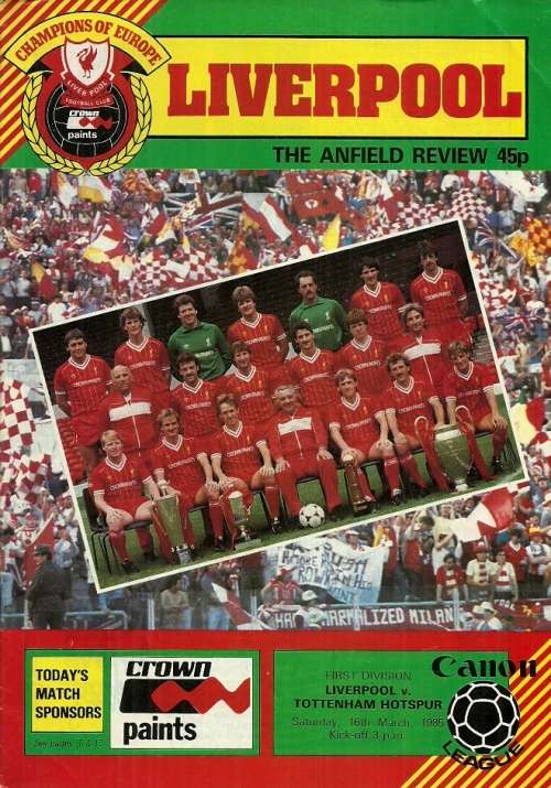 Liverpool v Tottenham Hotspur 1984/85  Division 1 League Match Programme