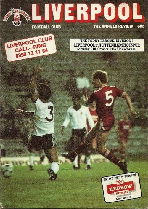 Liverpool v Tottenham Hotspur 1986/87  Division 1 League Match Programme