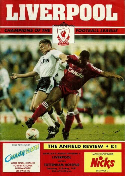 Liverpool v Tottenham Hotspur 1990/91  Division 1 League Match Programme