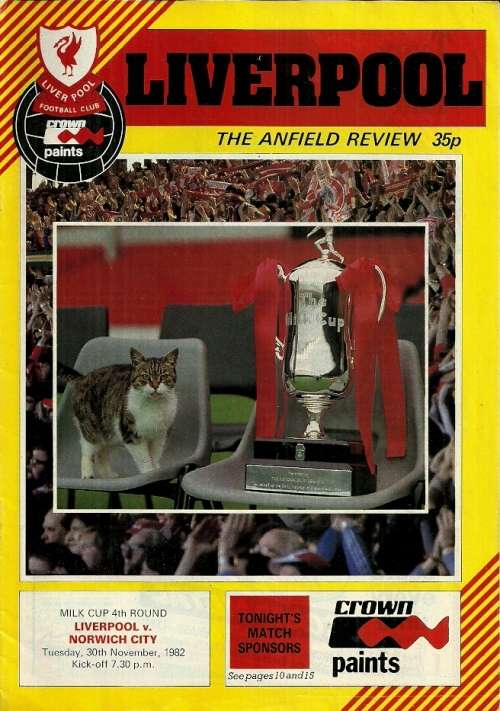 Liverpool v Norwich City 1982/83  League Cup 4th Round Match Programme