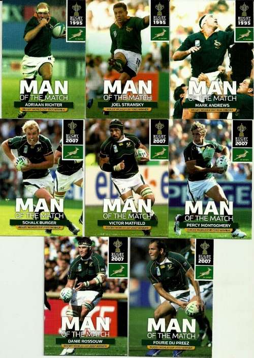 2011 Big Ball Rugby World Cup - Collection of 8 Man of the Match Cards