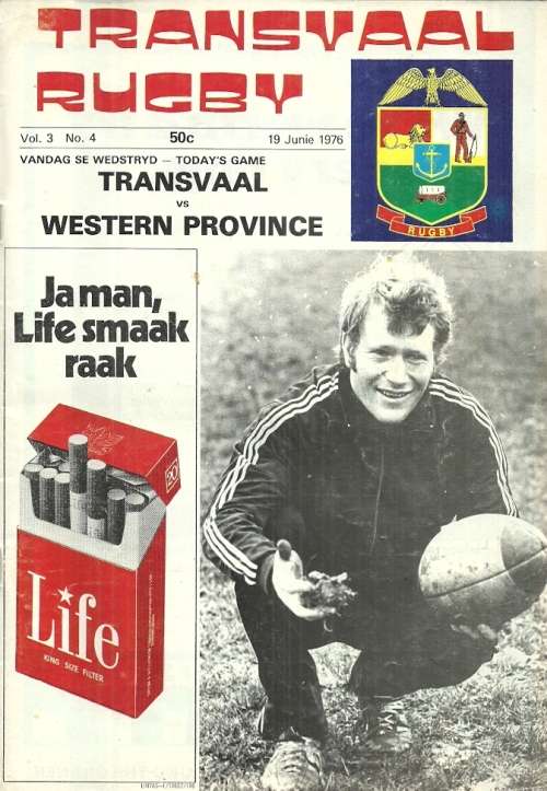 Transvaal v Western Province 1976 Currie Cup Match Programme