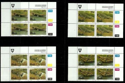 Venda - 1992 Crocodile Farming Full Set of Control Blocks MNH