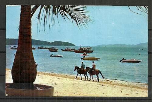View of Phataya Sea Beach - Thailand Postcard Posted 1981 to Durban, South Africa