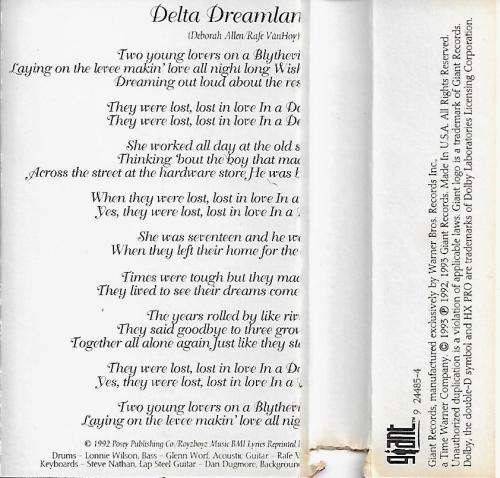 Deborah Allen - Delta Dreamland Cassette Tape - USA Edition