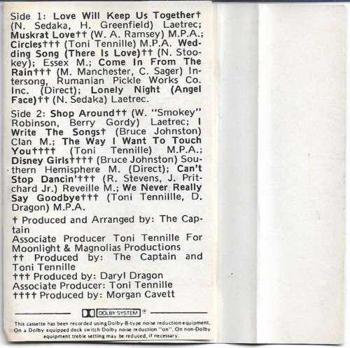 Captain & Tennille Greatest Hits Cassette Tape