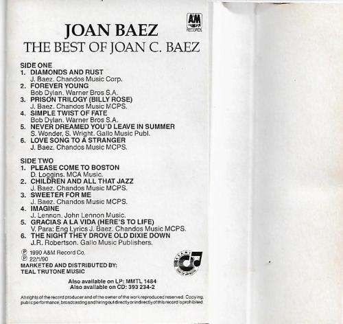 Joan Baez - The Best of Joan C. Baez Cassette Tape