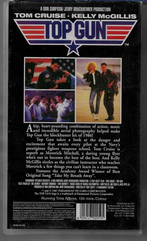 Top Gun Tom Cruise & Kelly McGillis VHS Tape