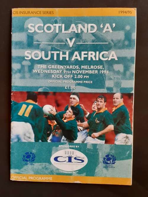 Scotland A vs South Africa 1994 Tour Match Programme