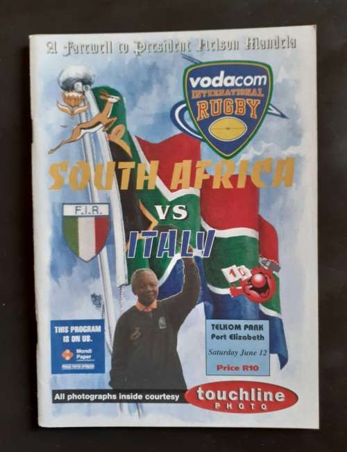 South Africa vs Italy 1999 1st Test Match Programme