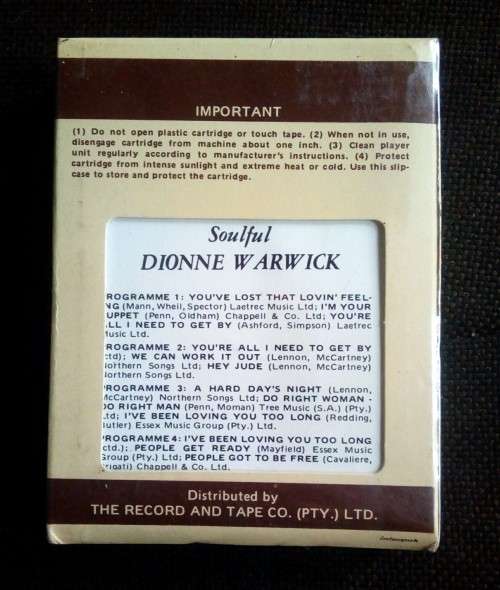 Dionne Warwick - Soulful 8 Track Tape ( New & Sealed )
