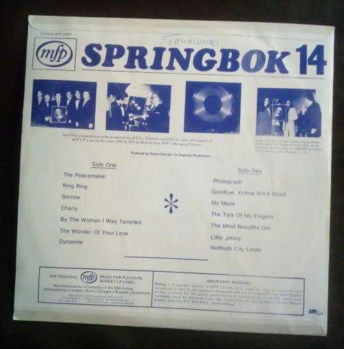 Springbok Hit Parade Vol.14 LP Vinyl Record