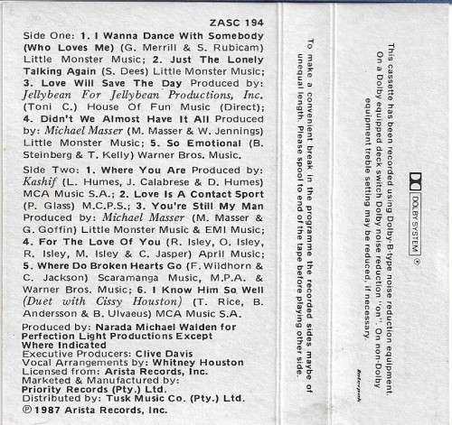 Whitney Houston - Whitney Cassette Tape